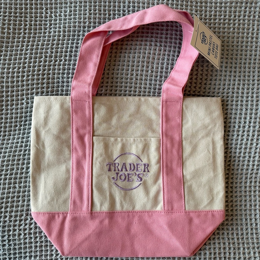 Trader Joe's Canvas Tote Bags - Pink, Blue, Green